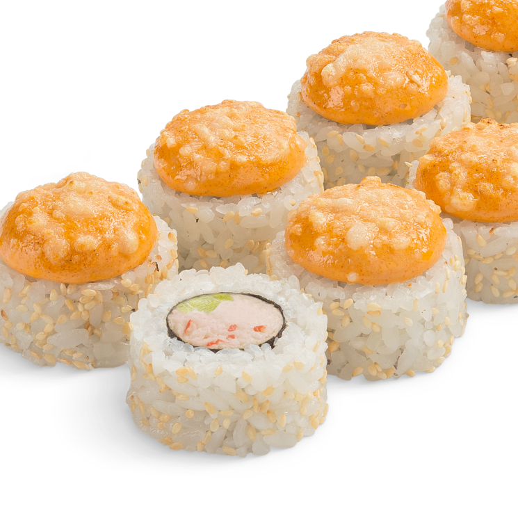 Ролл Филадельфия с лососем и крабом (белый соус) заказать в Рославле ...