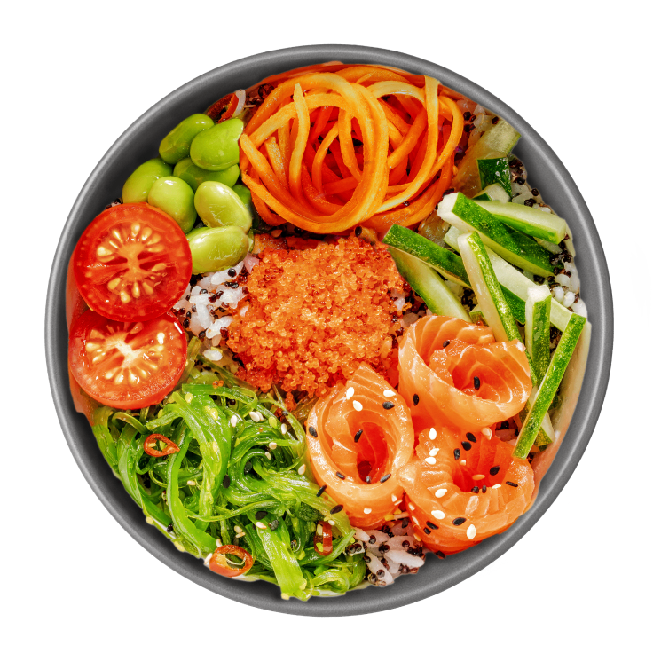 Будда с лососем, икрой масаго и корейской морковью заказать в Рославле ...